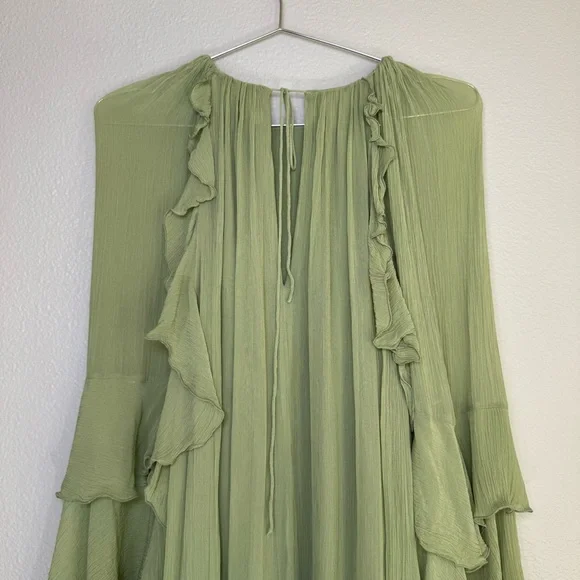 Mango Light Green Ruffled Dress - Picture 2 of 16